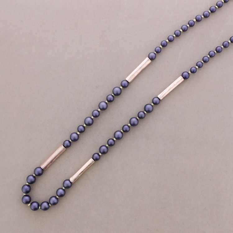 LONG NECKLACE BALLS METAL TUBES