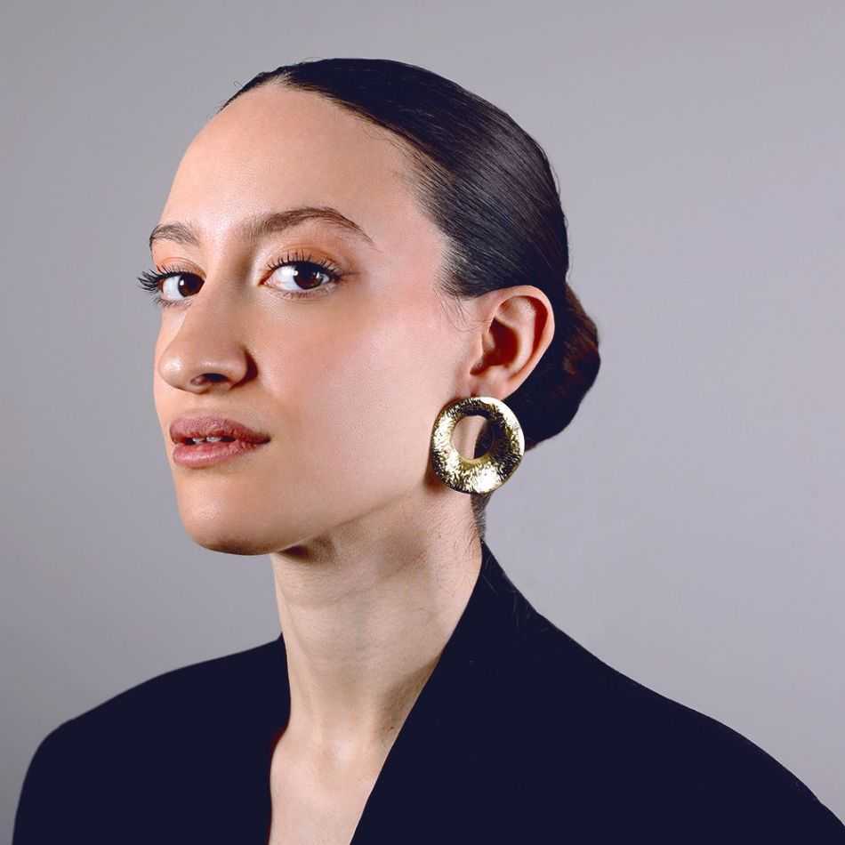 STEEL RING RIVET EARRINGS