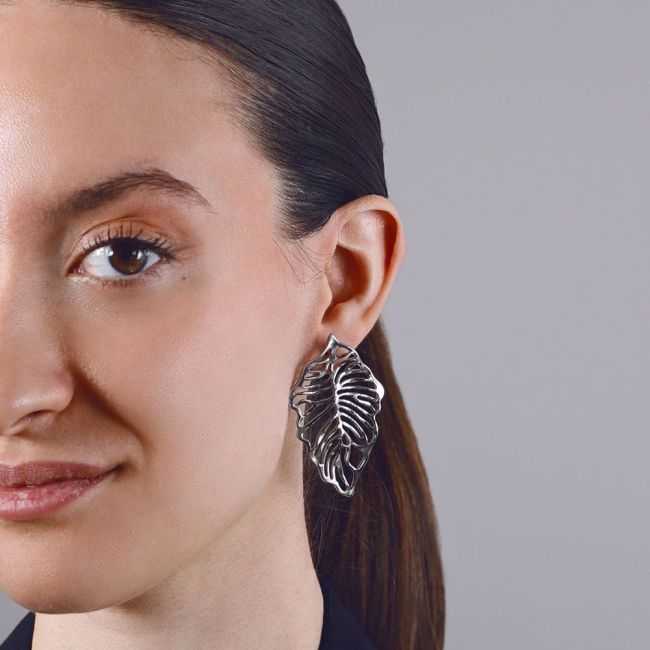 STEEL LEAF EARRINGS