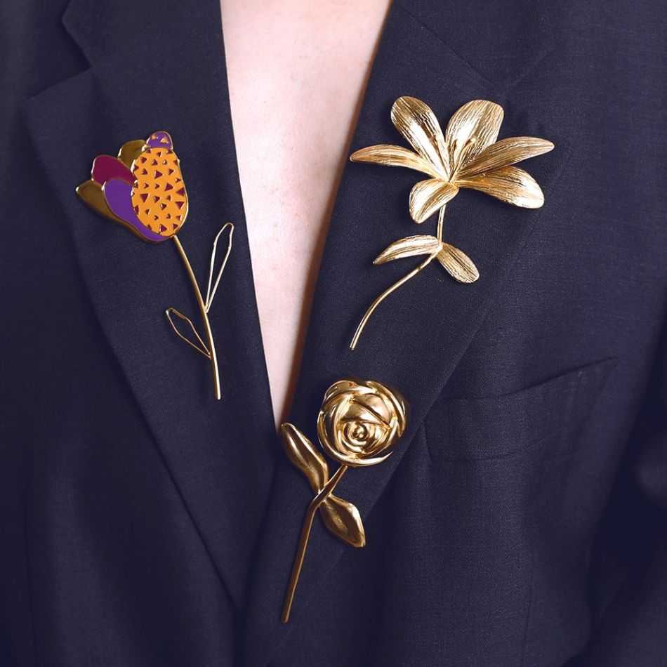 STEEL FLOWER BROOCH