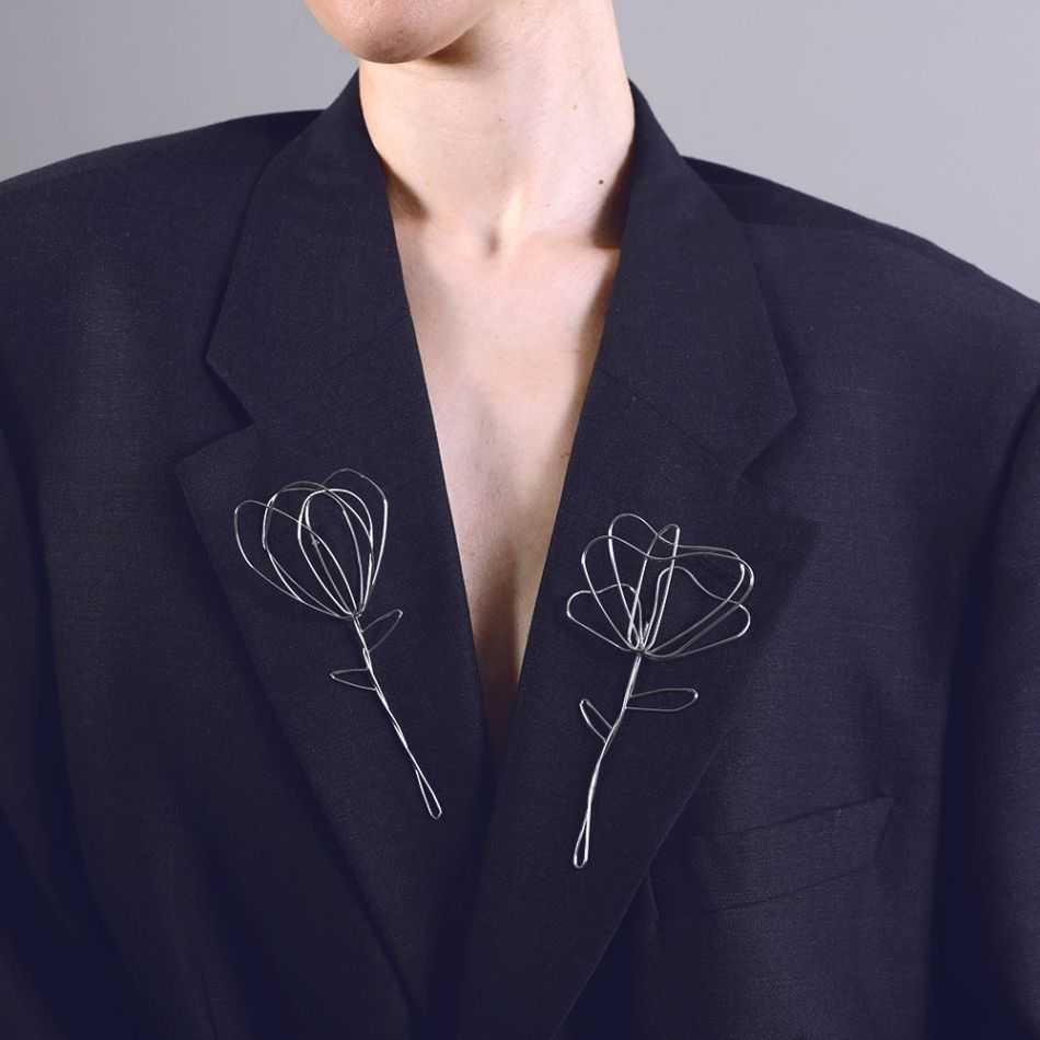 STEEL FLOWER BROOCH