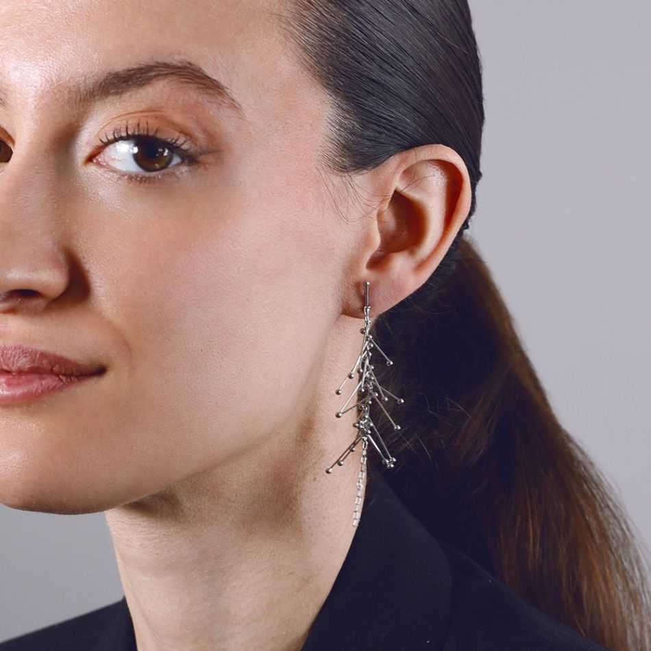STEEL PENDANT EARRINGS WITH RODS