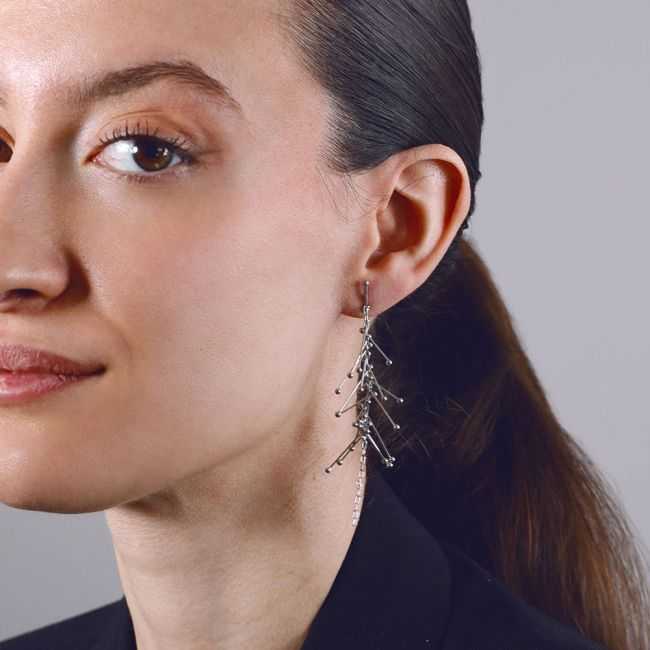 STEEL PENDANT EARRINGS WITH RODS
