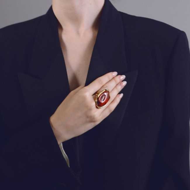 ANILLO ACERO FORMA IRREGULAR RESINA