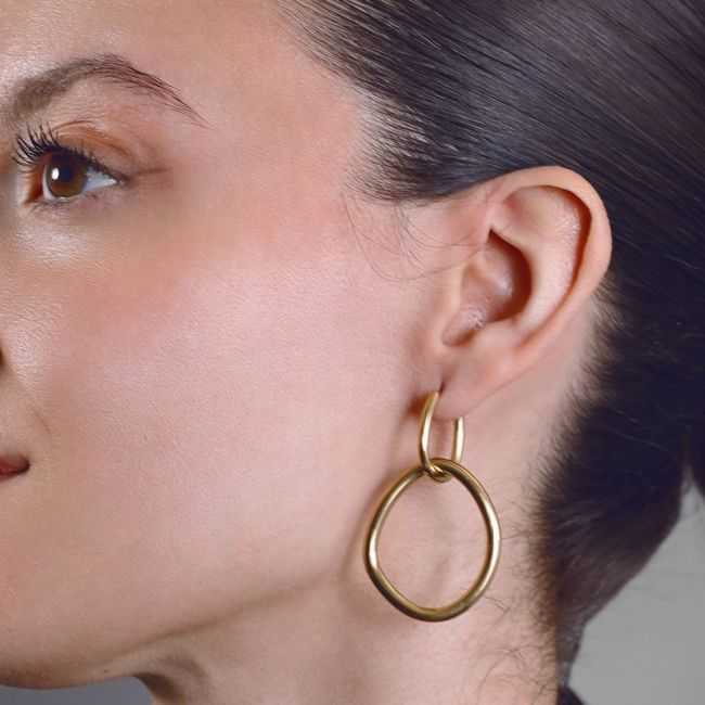 STEEL EARRINGS PENDANT HOOP