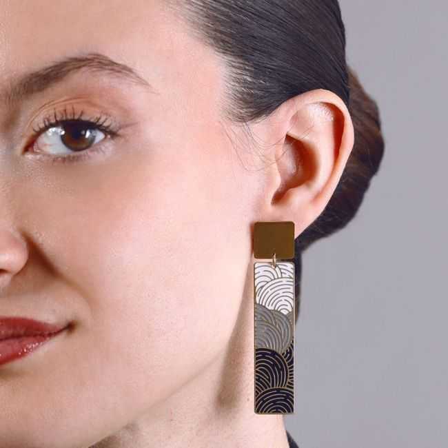STEEL ENAMEL PENDANT EARRINGS