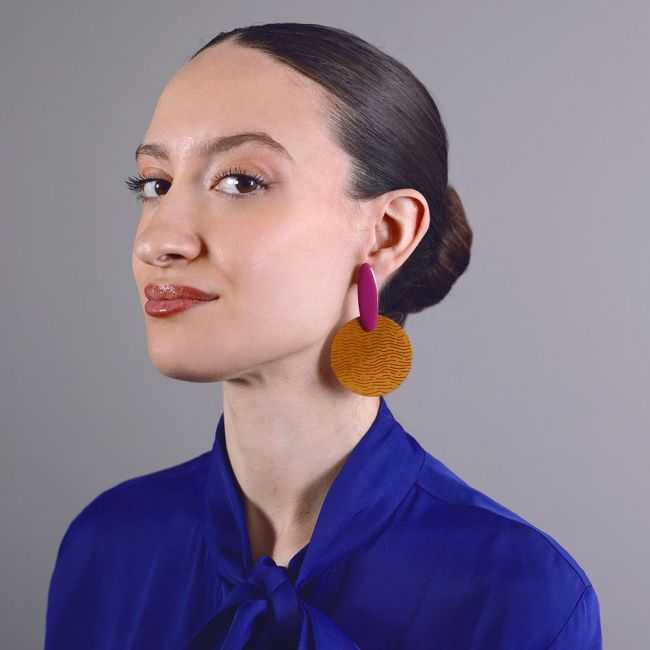 STEEL EARRINGS PENDANT ENAMEL MEDALLION