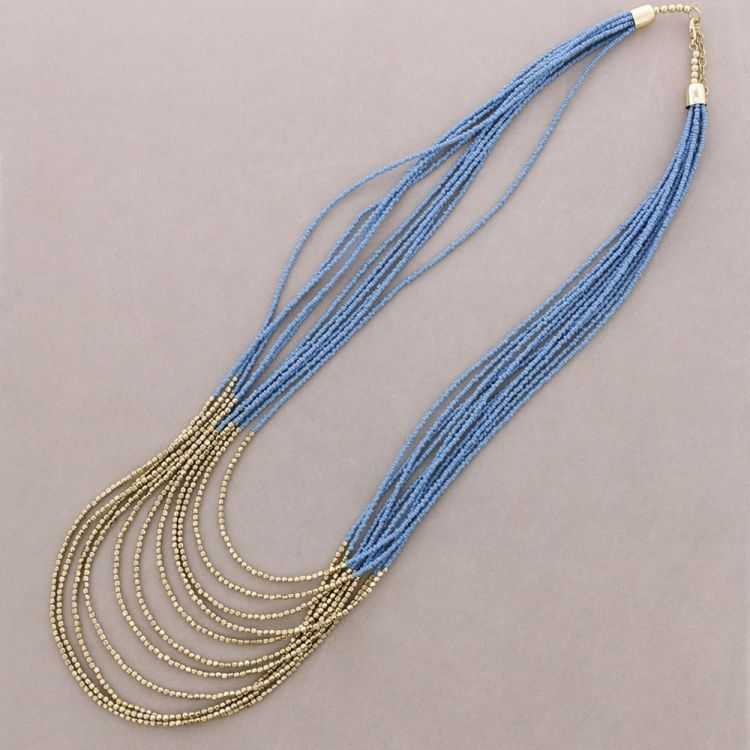 LONG MULTI-ROW BEADED NECKLACE