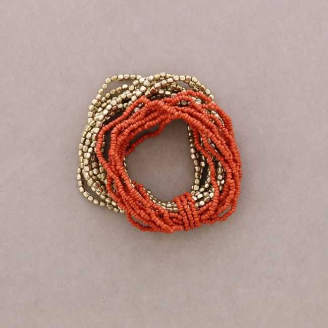 MULTI-STRAP BEADED ELASTIC BRACELET