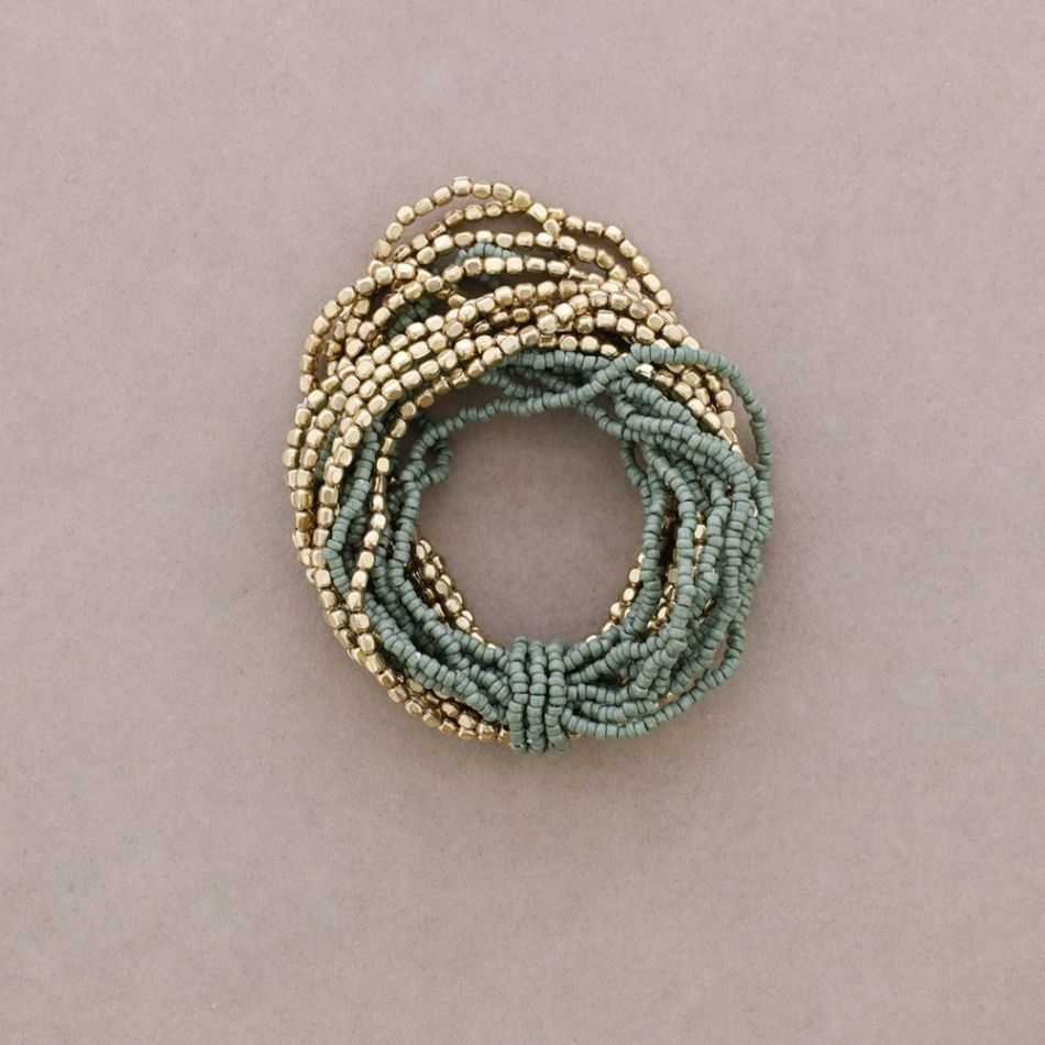 MULTI-STRAP BEADED ELASTIC BRACELET