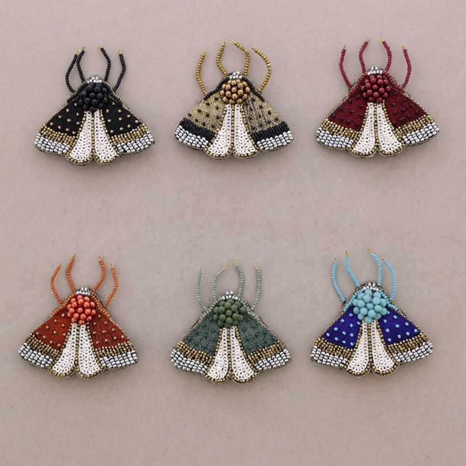 BEADED EMBROIDERED INSECT BROOCH