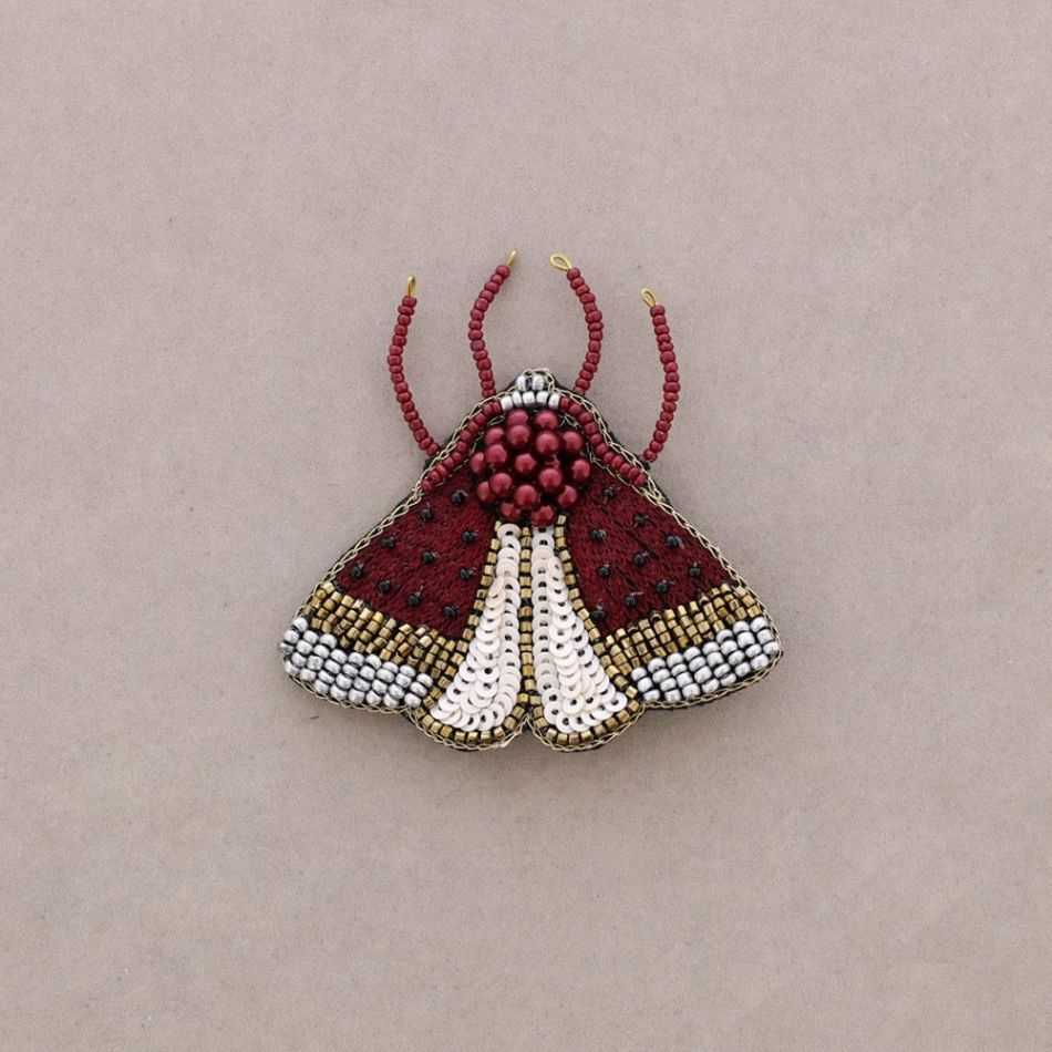 BEADED EMBROIDERED INSECT BROOCH
