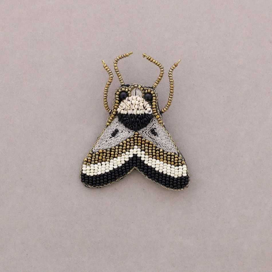 BEADED EMBROIDERED INSECT BROOCH