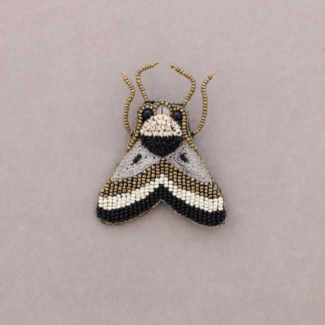 BEADED EMBROIDERED INSECT BROOCH