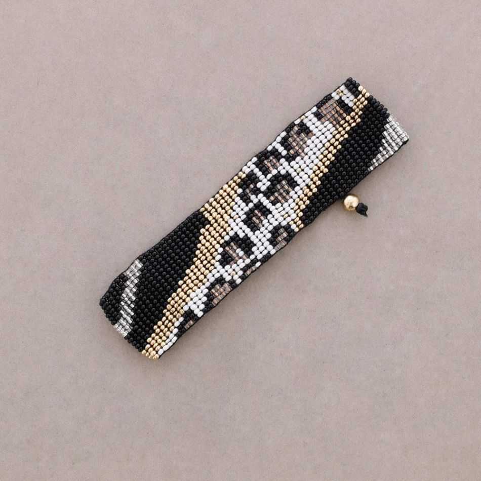 ETHNIC MACRAME BRACELET WITH ANIMAL PRINT AND BEADS
