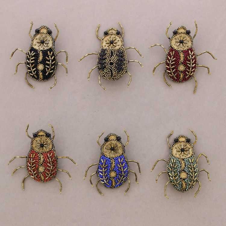 BEADED EMBROIDERED INSECT BROOCH 2