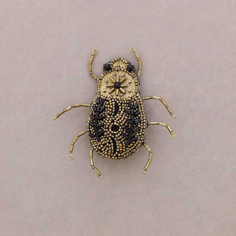 BEADED EMBROIDERED INSECT BROOCH