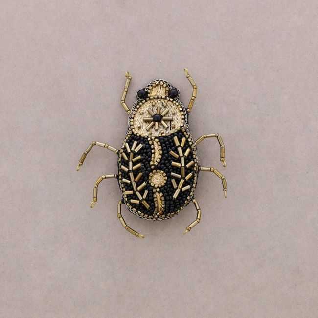 BEADED EMBROIDERED INSECT BROOCH