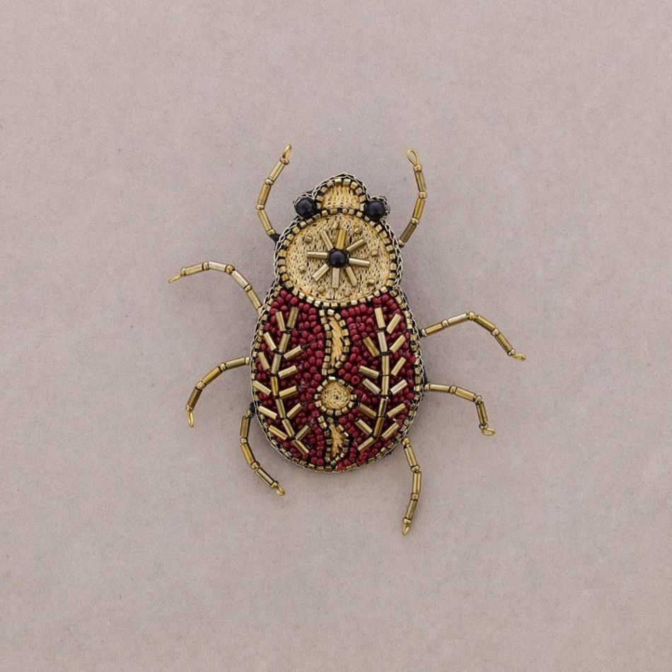 BEADED EMBROIDERED INSECT BROOCH