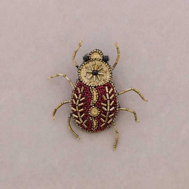 BEADED EMBROIDERED INSECT BROOCH