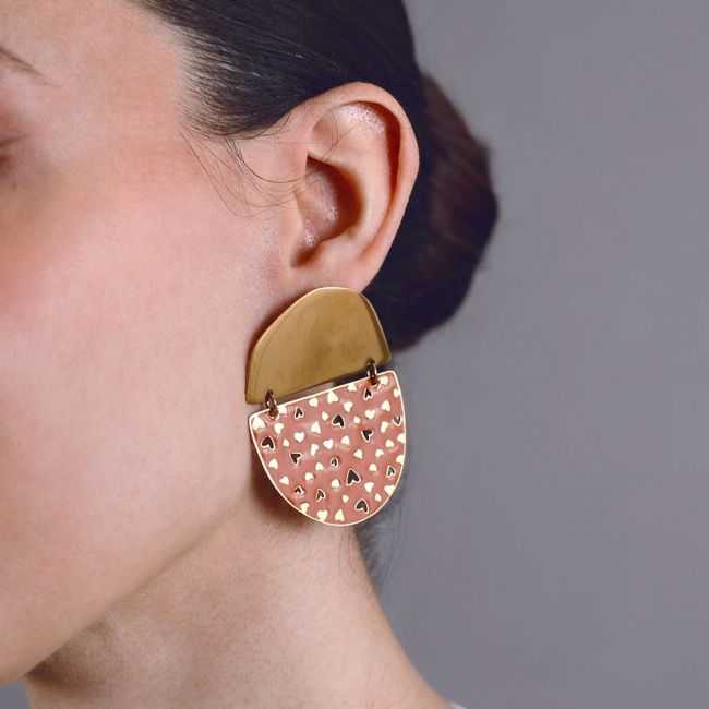 PENDIENTES ACERO COLGANTE ESMALTE CORAZONES