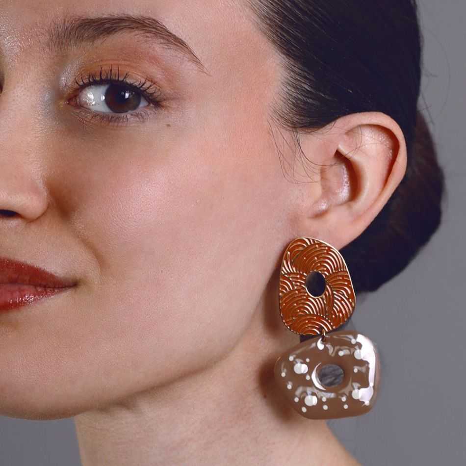 PENDIENTES ACERO DOBLE ANILLA ESMALTE