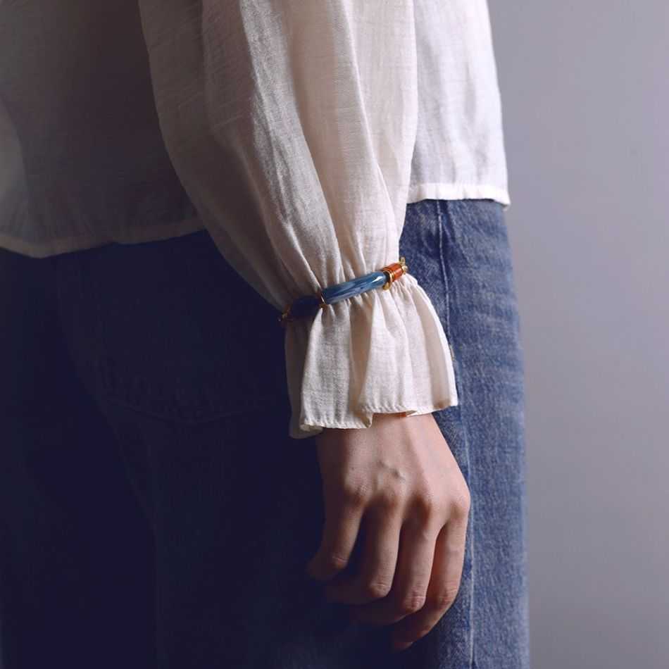 PULSERA ELÁSTICA ACERO ESLABONES TUBO RESINA