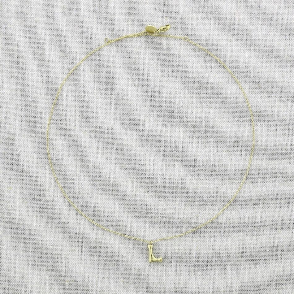 BAMBOO INITIAL L STEEL SHORT NECKLACE