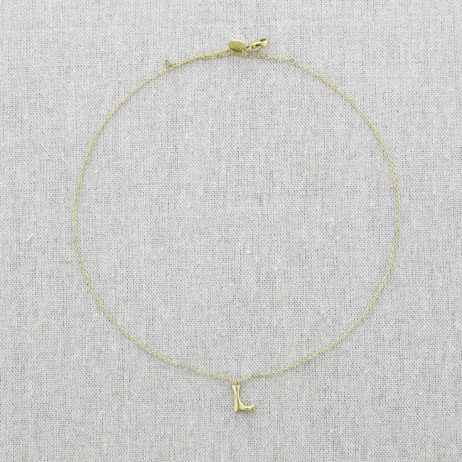 BAMBOO INITIAL L STEEL SHORT NECKLACE