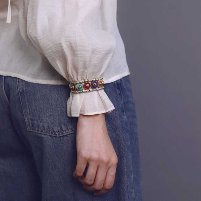 PULSERA ACERO CORDÓN CUENTAS PIEDRAS