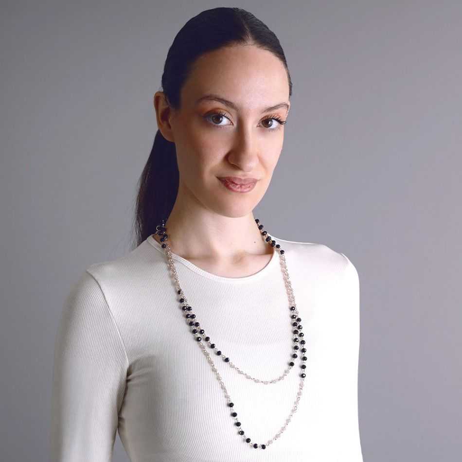 LONG NECKLACE FACETED CRYSTAL BEADS 150CM