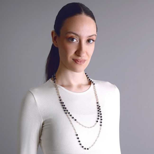 LONG NECKLACE FACETED CRYSTAL BEADS 150CM