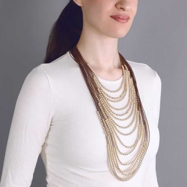 MULTI-STRAND METAL BEAD NECKLACE