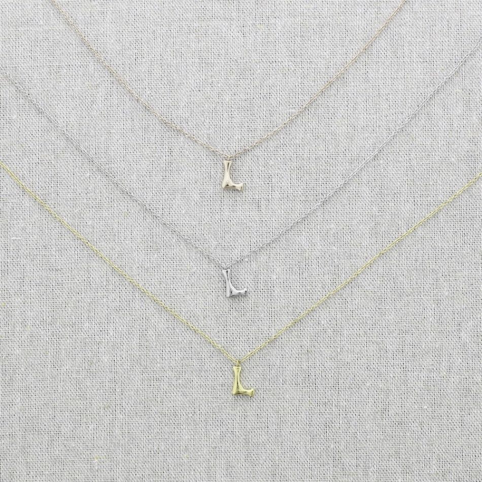 BAMBOO INITIAL L STEEL SHORT NECKLACE