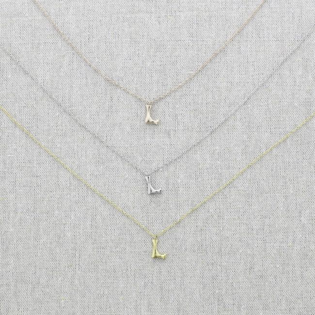 BAMBOO INITIAL L STEEL SHORT NECKLACE