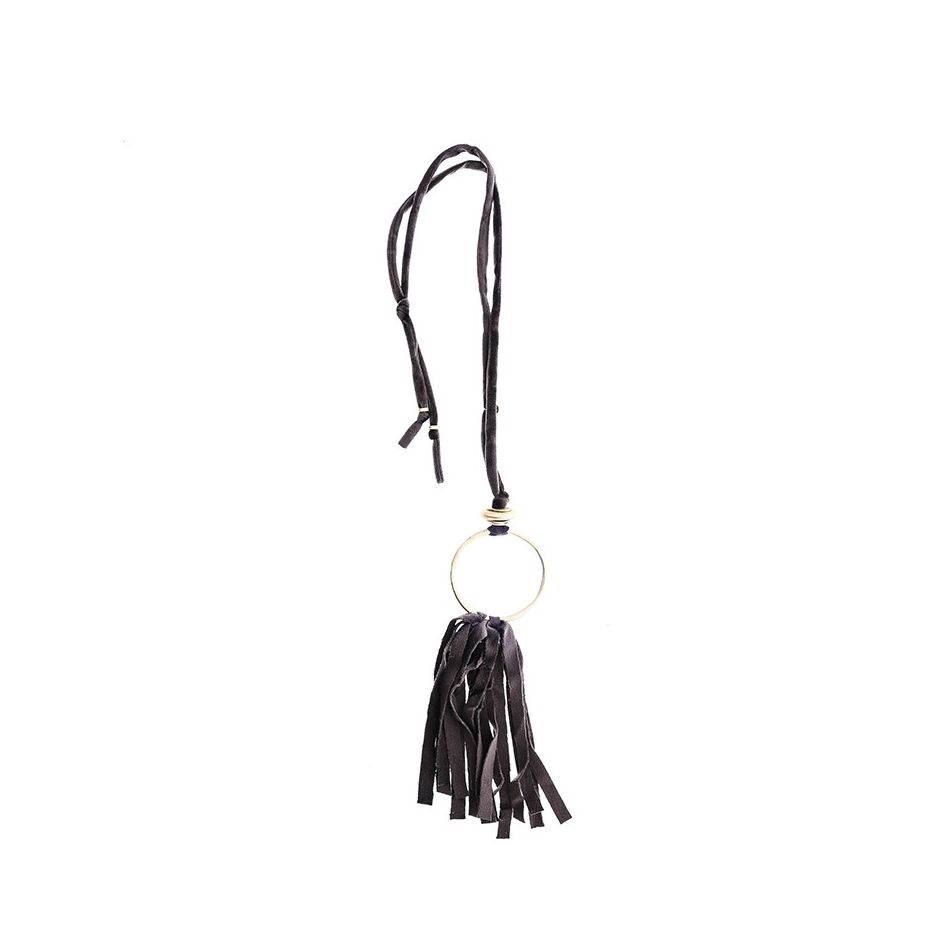 LONG FRINGED VELVET NECKLACE