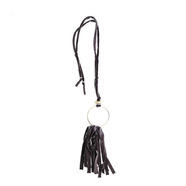 LONG FRINGED VELVET NECKLACE