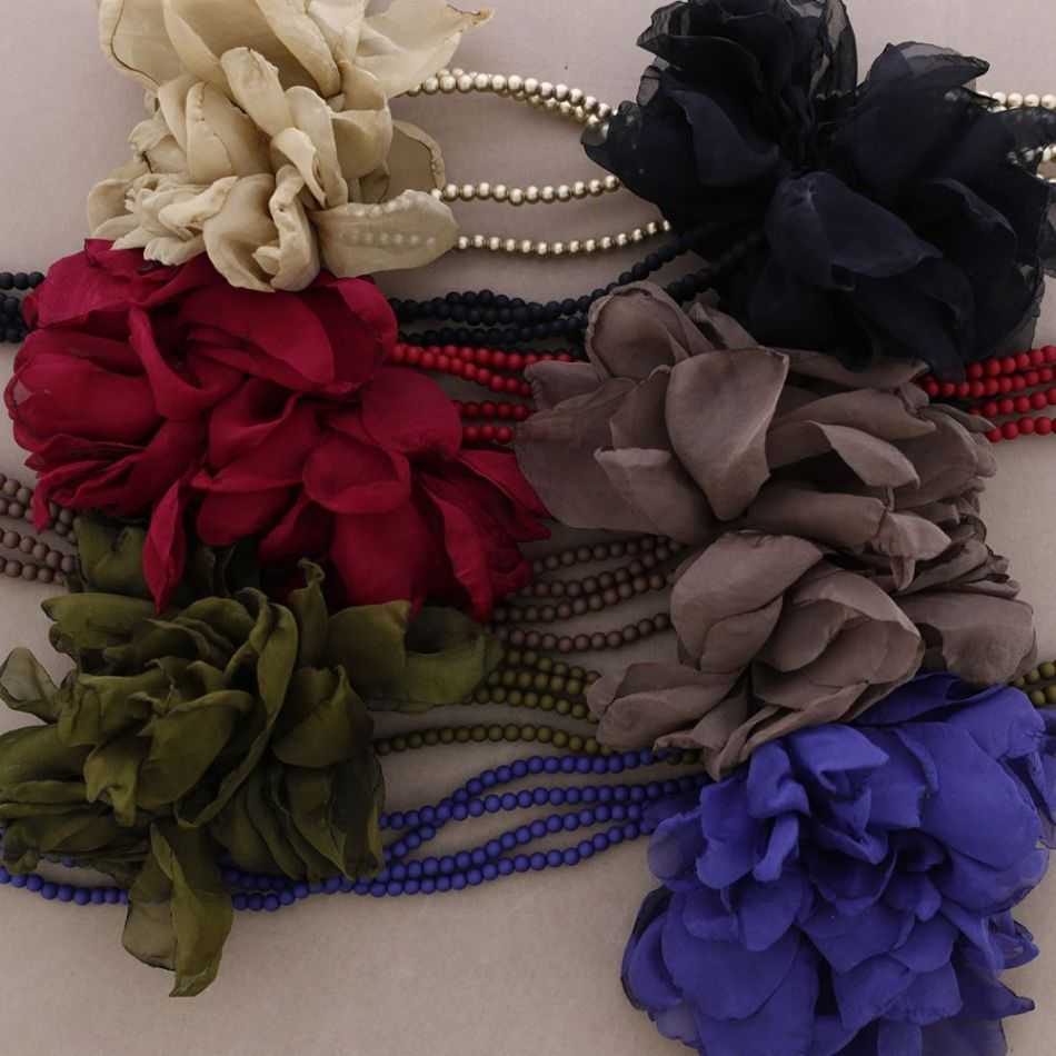 MULTIFUNCTIONAL LONG NECKLACE WITH DOUBLE FABRIC RESIN BEADS