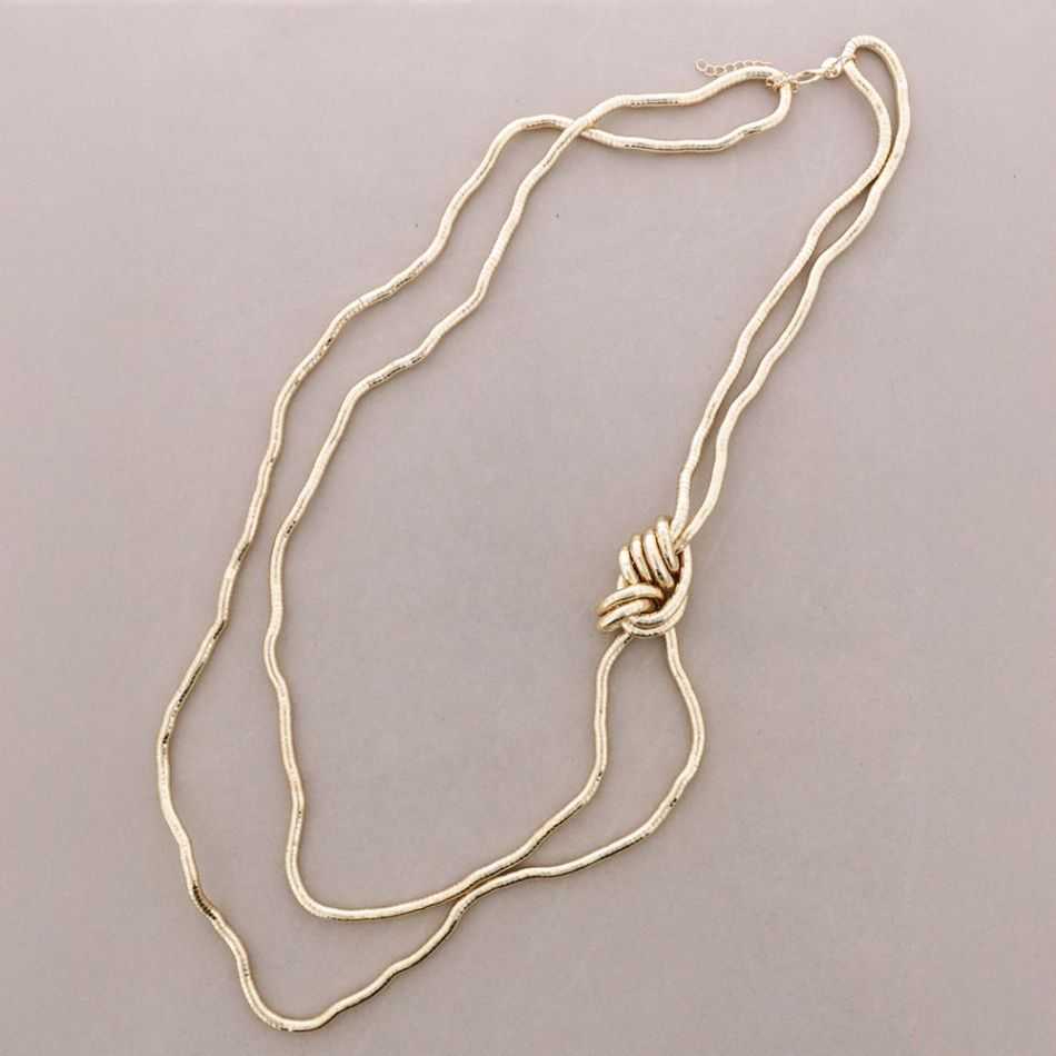 FLEXIBLE METAL LONG DOUBLE-KNOT NECKLACE