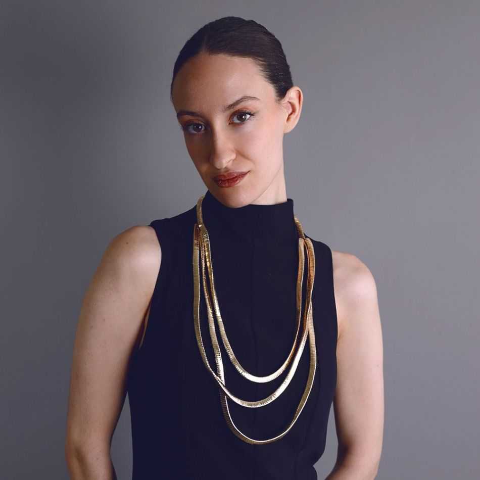 COLLAR LARGO TRIPLE FILAS FLEXIBLE METAL
