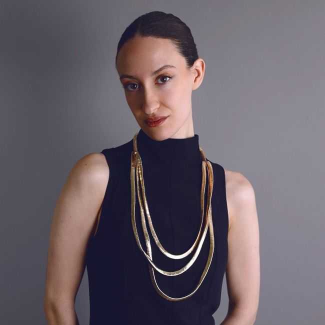 COLLAR LARGO TRIPLE FILAS FLEXIBLE METAL