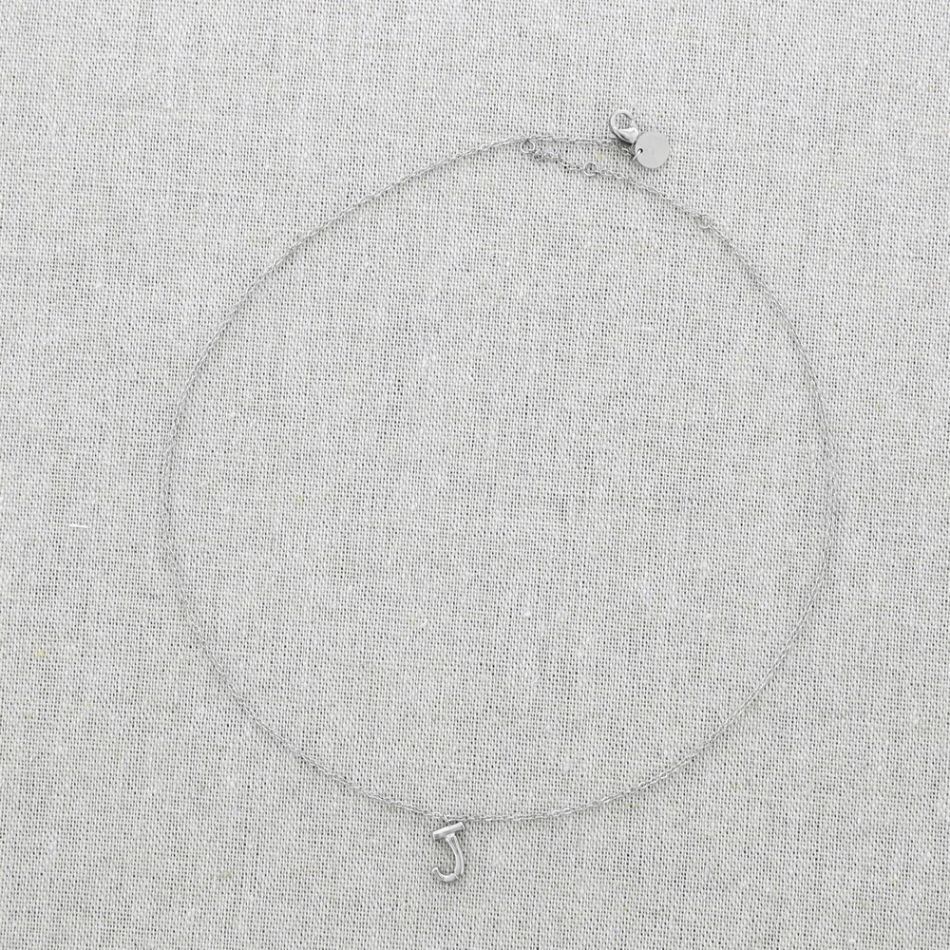 BAMBOO INITIAL J STEEL SHORT NECKLACE