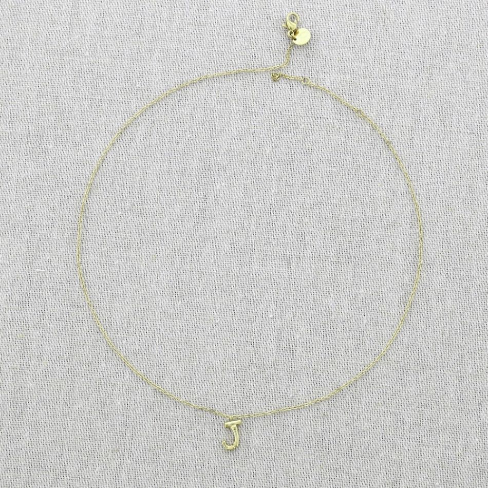 BAMBOO INITIAL J STEEL SHORT NECKLACE