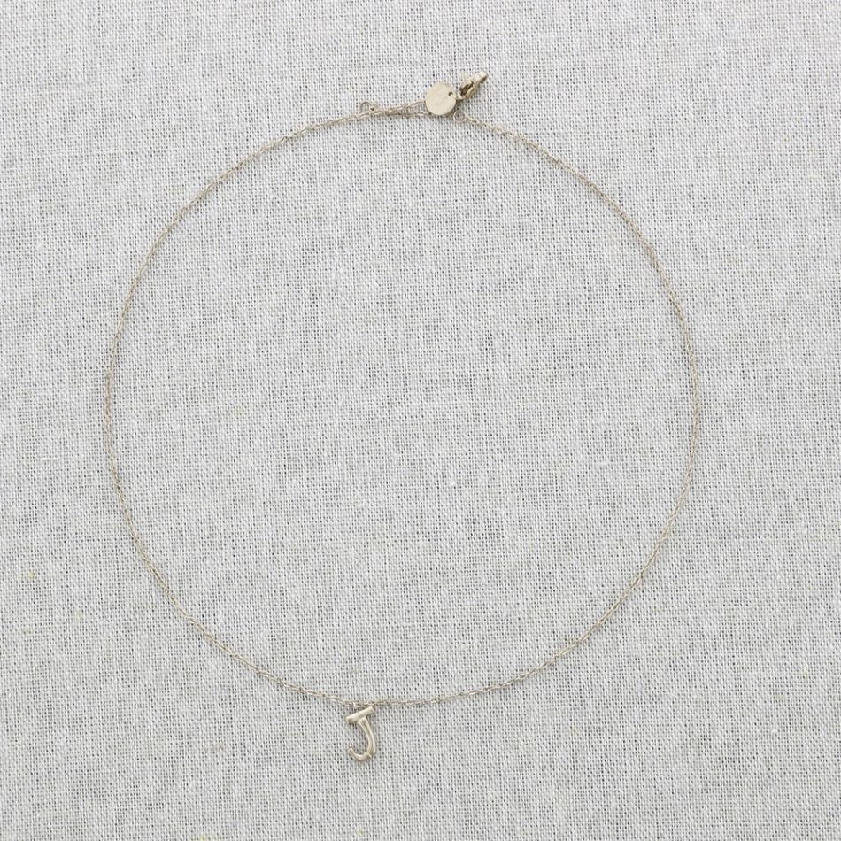 BAMBOO INITIAL J STEEL SHORT NECKLACE
