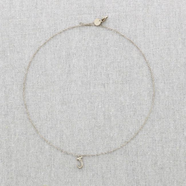 BAMBOO INITIAL J STEEL SHORT NECKLACE