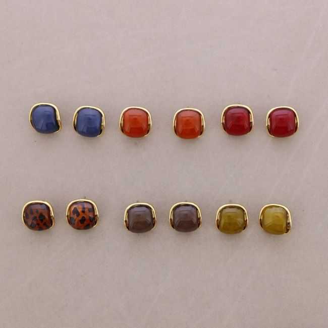 SQUARE STEEL RESIN EARRINGS