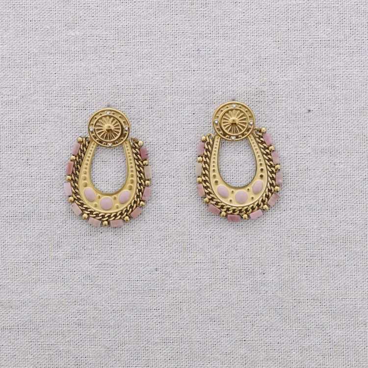 STEEL EARRINGS WITH ENAMEL BEADS