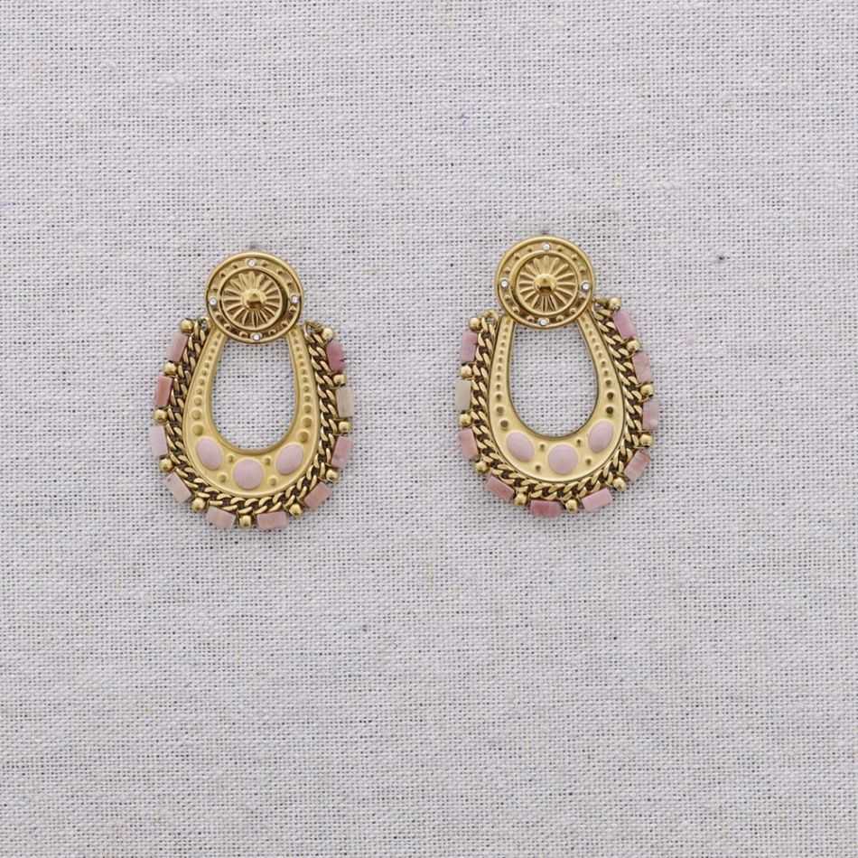 STEEL EARRINGS WITH ENAMEL BEADS