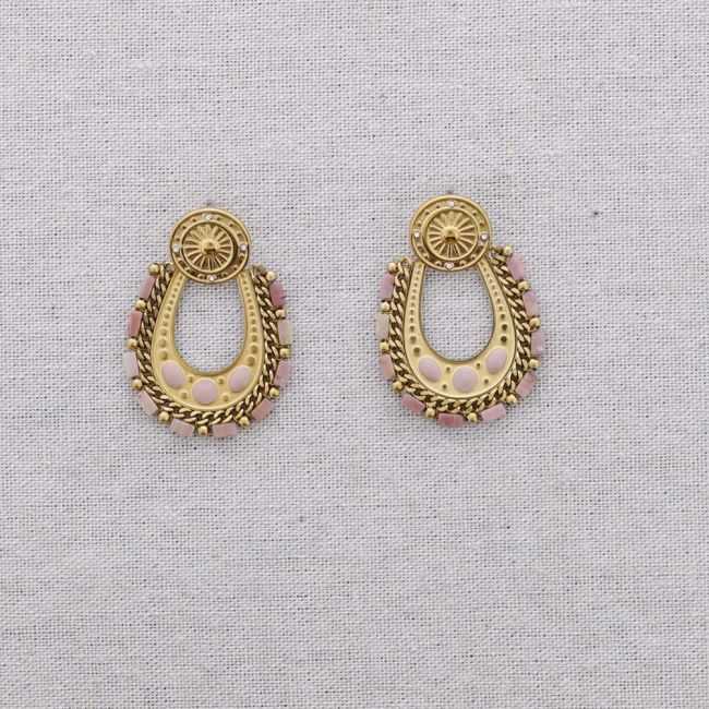 STEEL EARRINGS WITH ENAMEL BEADS