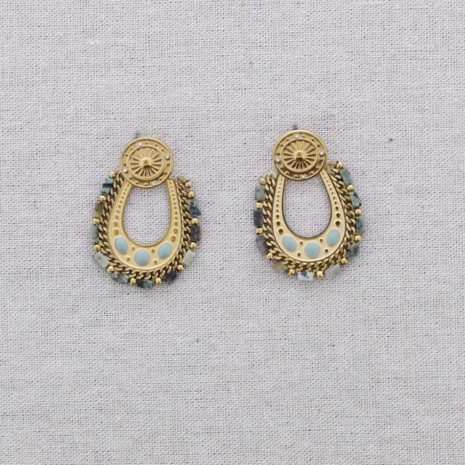 STEEL EARRINGS WITH ENAMEL BEADS